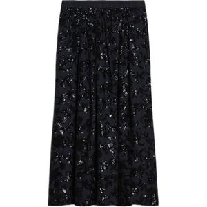 WEEKEND MaxMara Коллекция Nome широкая хлопковая юбка с пайетками повседневная длинная юбка женская marine blue