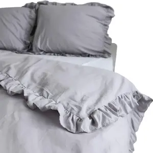 Постельное белье с оборками, пододеяльник для спальни 160х200 см, светло-серый EDANTI