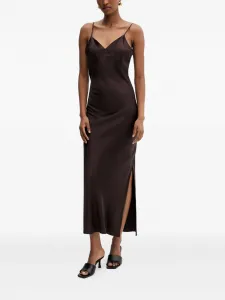 Платье миди на тонких бретелях Silvian Heach, коричневый
