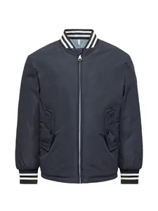 Бомбер Cemal в полоску Moncler Enfant, синий