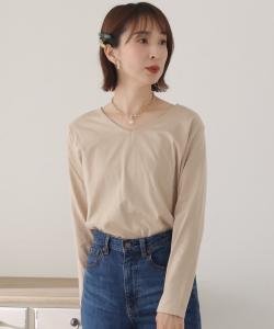 Топ с V-образным вырезом и длинными рукавами, с боковыми складками, красивый топ, блузка с длинными рукавами, рукава три четверти Pourvous, цвет Light Beige