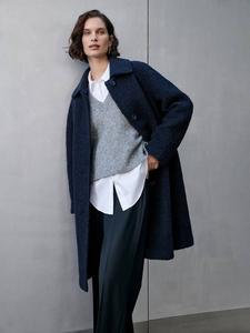 Роскошное шерстяное пальто romy boucle Whistles, темно-синий