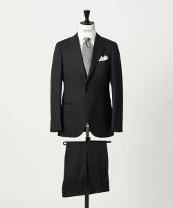 Однобортный костюм из тасманской шерстяной габардины с тремя пуговицами, модель S - эластичный и водоотталкивающий United Arrows, цвет Black