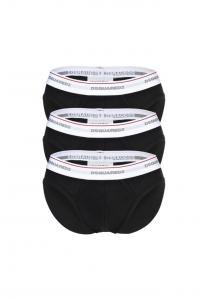 Трусы в упаковке 3 шт. - 3 пары трусов из эластичного хлопка с логотипом и надписью на поясе Dsquared2, черный