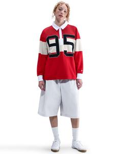 Женская футболка-поло с длинными рукавами и графическим принтом Nike, University Red/lt Orewood Brn/white/sail