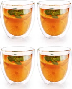 Набор из 4 термостаканов с двойными стенками, изготовленных методом литья под давлением. Термостойкие стаканы для латте макиато и кофе, для чая, эспрессо, капучино, 250 мл Hausleben