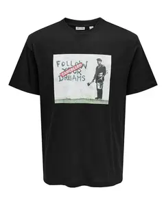 Мужская футболка с коротким рукавом, свободного кроя Only & Sons, черный