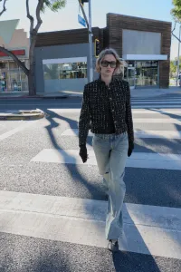 Блейзер с текстурированной металлизированной нитью Zara, черный/бежевый