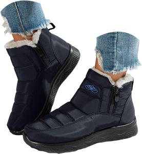 Женские зимние сапоги Hbeylia, комфортные, теплые, с плюшевой подкладкой, короткие ботильоны на каждый день, водонепроницаемые с боковой молнией, плоская подошва, нескользящие, для пеших прогулок, утепленные, для холодной погоды, Blue