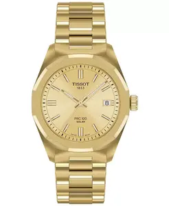 Женские часы Swiss PRC 100 Solar Gold-Tone на стальном браслете 34mm Tissot