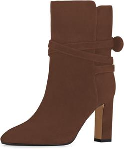 Женские ботильоны FOWT с массивным каблуком, ремешками и высоким голенищем, с круглым носком, на молнии, модные повседневные ботинки для прогулок, широкая голень, размеры 4-16 US, Sienna