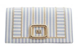 Тканевый портативный клатч на одно плечо через плечо Повседневный Женский Светло-голубой/Белый Roger Vivier