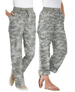 Женские брюки-карго/капри больших размеров, трансформируемые по длине Woman Within, Olive green camouflage