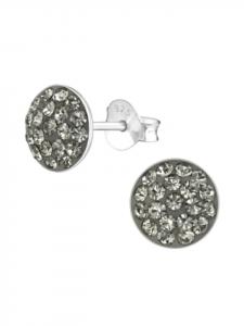 Alexander York Серьги-гвоздики GEO с круглыми черными бриллиантами диаметром 8 мм, из серебра 925 пробы, комплект из 2 штук