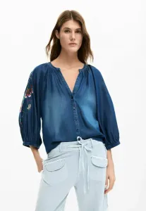Вышитая блузка-фонарик Desigual, Blue