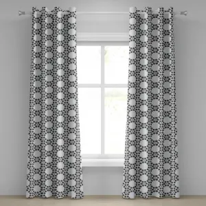 Серо-белая штора на люверсах ABAKUHAUS с абстрактным узором и цветами, образующими современную сетку, декоративные двухпанельные шторы, 280 см x 225 см, цвет "коксовый серый с белым"