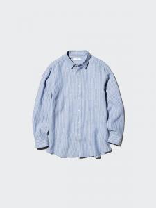 Рубашка из 100% премиального льна Uniqlo, 64 blue