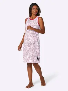 Ночная рубашка из уошпура "Спальни" Wäschepur, цвет Weiß-Schwarz-Bedruckt + Weiß-Rot-Bedruckt