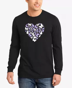 Мужская футболка с длинным рукавом Butterfly Heart Word Art LA Pop Art, черный