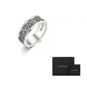 IDEAGEMER Кольцо из стерлингового серебра 925 пробы с регулируемым размером Opening Men's