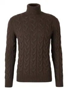 Водолазка с косичной вязкой Gran Sasso, коричневый
