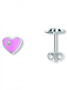 ONE ELEMENT Серьги-гвоздики в форме сердца с цирконием, изготовленные из серебра 925 пробы