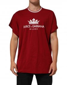 Футболка из хлопка Maroon LogoCrown с коротким рукавом Dolce & Gabbana, бордовый