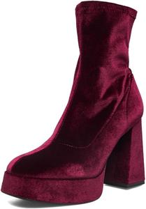 Женские ботильоны Pazzion с закрытым носком, высокой платформой, молнией сбоку, на высоком массивном каблуке, короткие, повседневные, для работы, размер 4-16 US, Burgundy