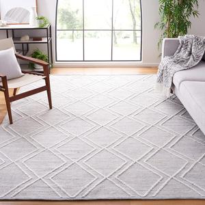 Ковер SAFAVIEH, 244 x 305 см, - коллекция Kilim - большой - Grey & Ivory, ручной работы, деревенский boho дизайн с ромбами, идеально для гостиной, спальни, офиса, столовой (KLM449F)