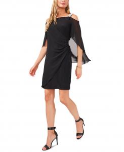 Платье с накидкой на спине и бретельками из бисера MSK, черный