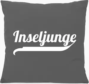 Подушка для дивана Huuraa Island Boy с надписью, подарочная, 40x40 см, с наполнителем из серо-стального хлопка, сувенир Island Boy Hellweg Druckerei