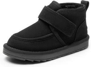 Сапожки DREAM PAIRS для малышей, мальчиков и девочек, зимние теплые ботинки с искусственным мехом, удобные ботильоны для ходьбы, пушистые уютные туфли FuzzyGo для детей, Black