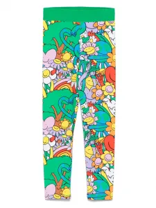 Леггинсы с цветочным принтом Stella McCartney Kids, зеленый