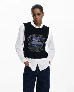 Женская блузка комбинированная с цветами Desigual, белый