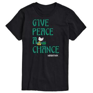 Большая и высокая футболка Woodstock с надписью "Give Peace A Chance" License, черный