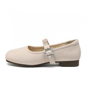 ZHR Женские туфли Мэри Джейн на массивном каблуке бежевые, цвет Beige