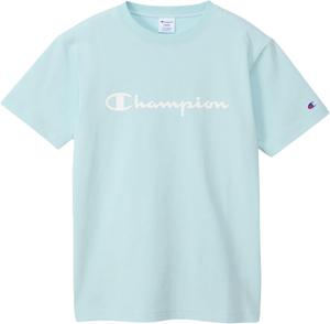 Мужская футболка Champion с коротким рукавом и круглым вырезом, 100% хлопок, логотип с надписью, резиновый принт, C3-X358, небесно-голубой