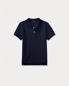 Рубашка-поло из хлопка темно-синего цвета для мальчика Polo Ralph Lauren