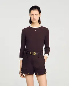 Женский джемпер из шерстяной смеси Sandro, коричневый