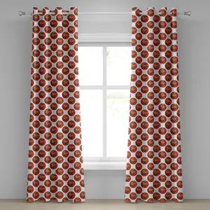 Шторы на люверсах для баскетбола ABAKUHAUS, с изображением счастливых оранжевых мячей, смайлов, развлечений, соревнований и спорта, декоративные, двухпанельные, 280 см x 245 см, цвет: оранжевый, черный, белый Abakuhaus