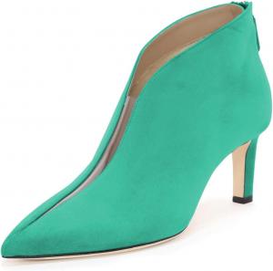 Женские ботильоны YDN с заостренным носком, V-образным вырезом, средним каблуком, искусственной замшей, молнией из ПВХ, для выпускного или вечеринки, короткие ботинки, размер 4-15 US, Turquoise