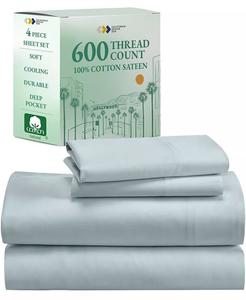 5-звездочный роскошный комплект постельного белья, хлопковый сатин плотностью 600 нитей, мягкие и четкие простыни California Design Den, зеленый