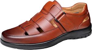 Мужские летние деловые кожаные сандалии с широкой колодкой, на легкой подошве, для прогулок, сандалии Fisherman, офисные, дышащие, оксфорды Generic, коричневый