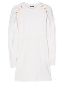 Balmain Kids платье в рубчик с пуговицами, нейтральный цвет