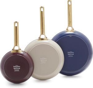 Набор из 3 сковородок GreenPan Reserve с золотыми ручками 20, 25 и 30 см, мультиколор