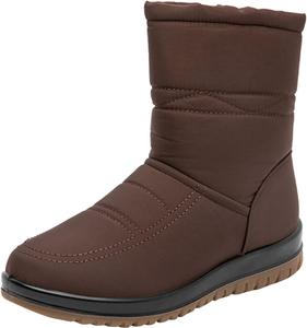 Женские водонепроницаемые ботильоны на зиму с мехом, молнией, противоскользящей подошвой для улицы, дождя, снега Generic, Coffee