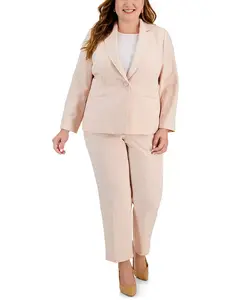 Женский костюм с брюками и пиджаком с вырезными лацканами Plus Le Suit, розовый