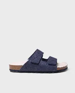 Женские войлочные тапочки с открытым носком и нескользящей подошвой Toni Pons, темно-синий