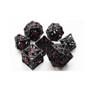 Полые кубики дракона — черные с красным (7), Hollow Dice