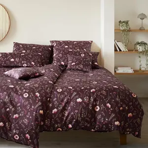 Элегантный комплект постельного белья из сатина Мако, цвет Сорбет, ягодный, размер 155х220+80х80 Elegante